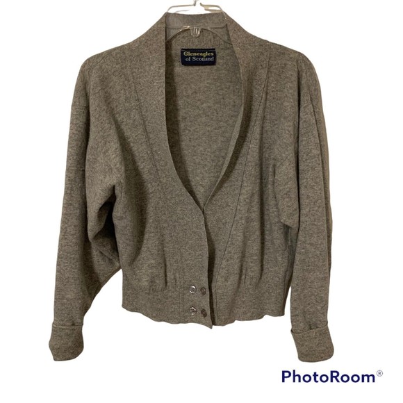 Vintage Gleneagles Of Scotland Women’s Wool Sweater Cardigan Gray Medium No Tag - Picture 1 of 8